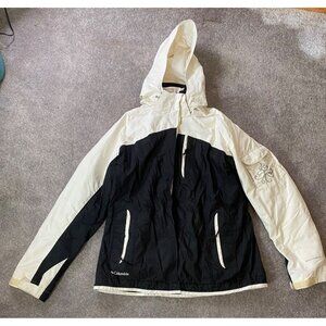 Columbia  Jacket Black & White Hooded Zip Out Lining Hood Large